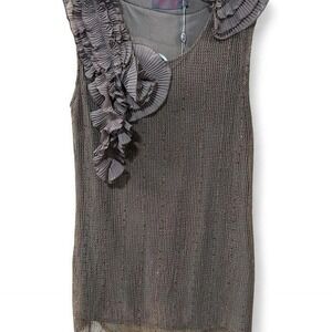 womens brown mesh/gauze dress size large